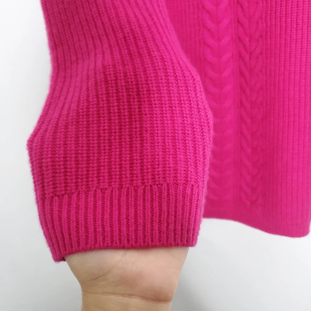 Talbots Plus Wool Blend Cable Knit Sweater Size 1X Pink Preppy Academia Barbie - Picture 7 of 9